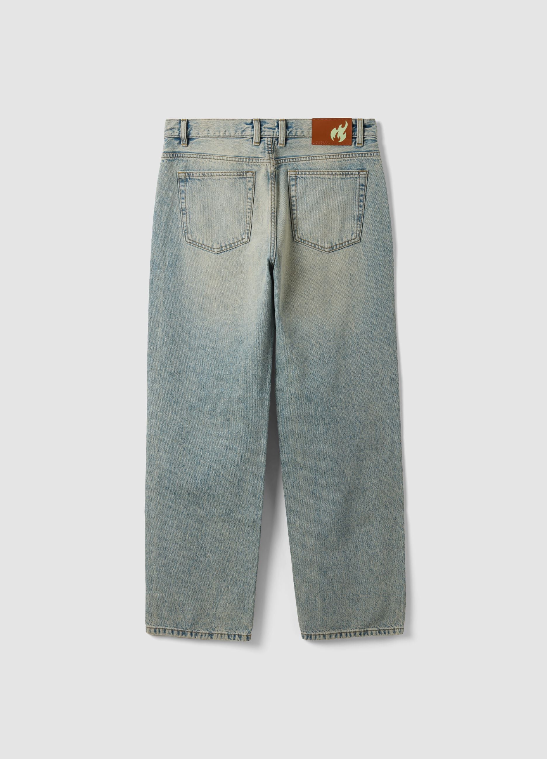 Light blue denim jeans in pure cotton, loose fit
