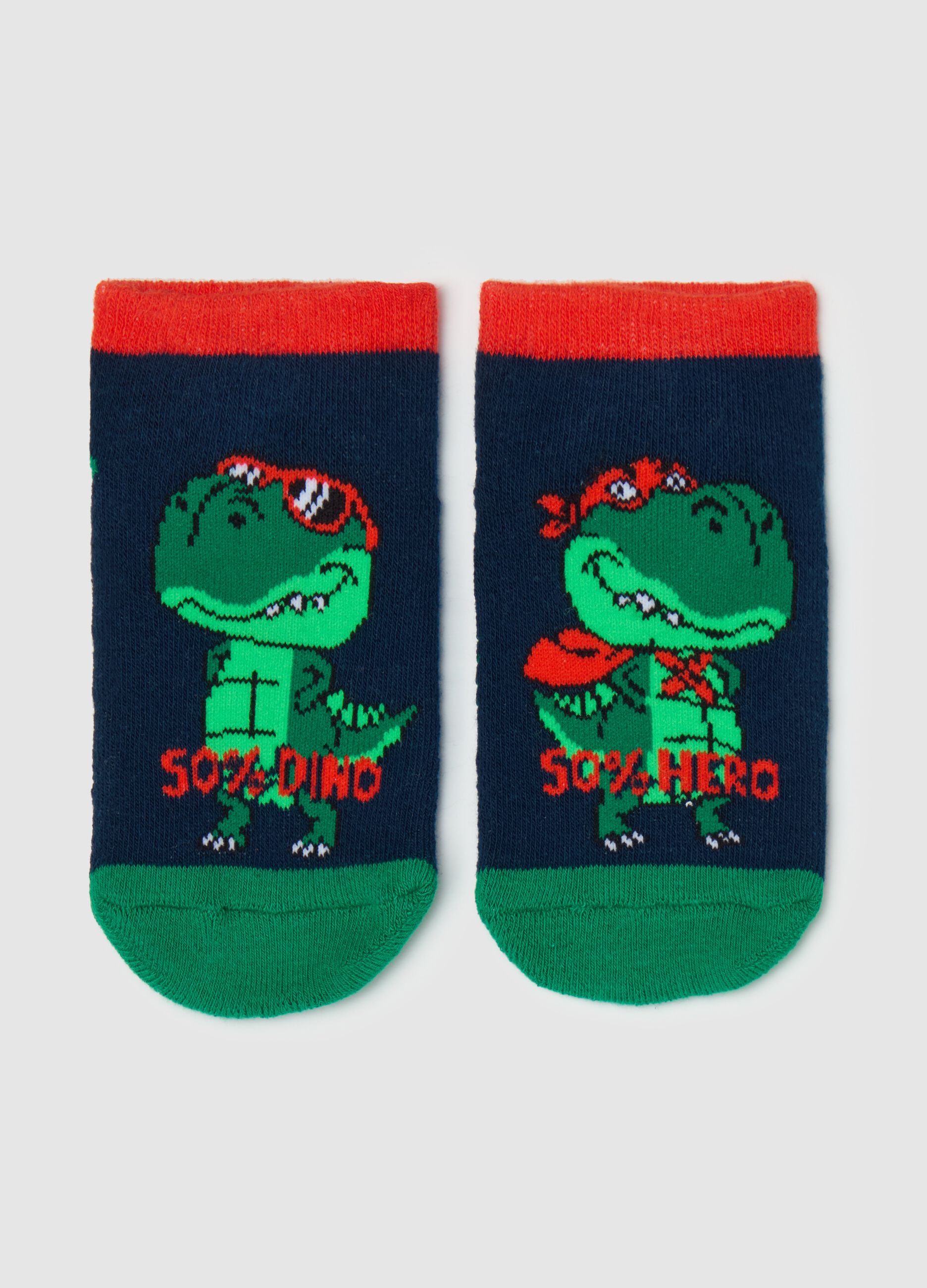 Slipper socks with dinosaur design