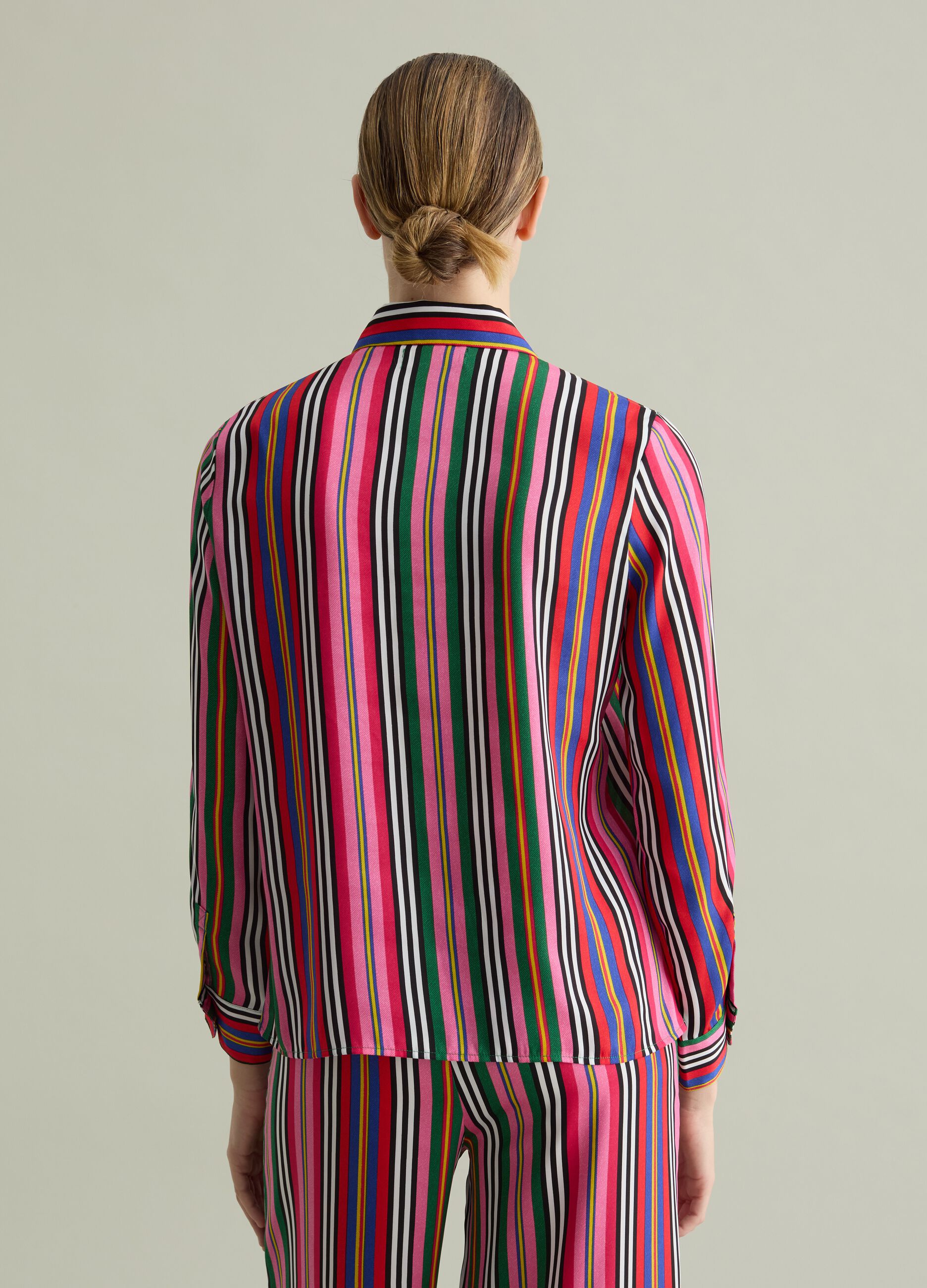 Camicia fluida a righe multicolor
