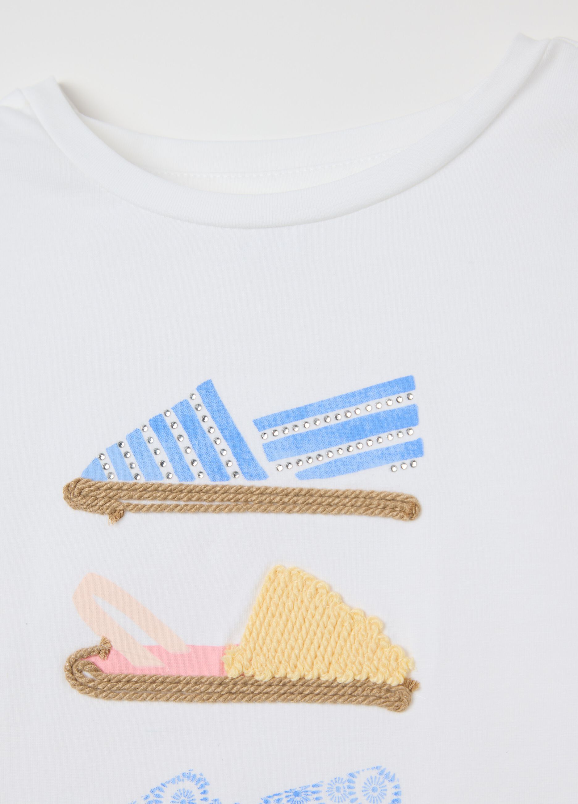 Girls’ regular-fit white T-shirt in stretch cotton