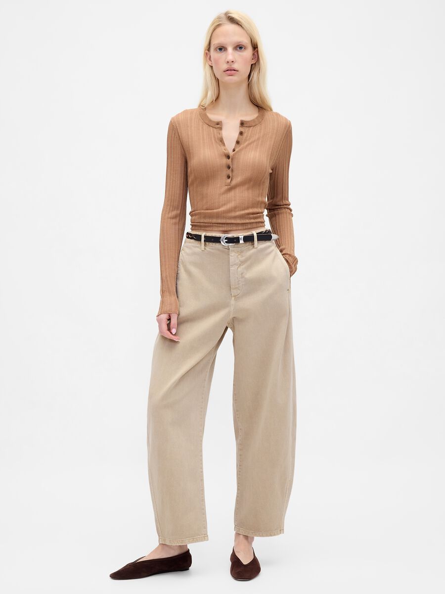 Pantaloni beige in cotone_1