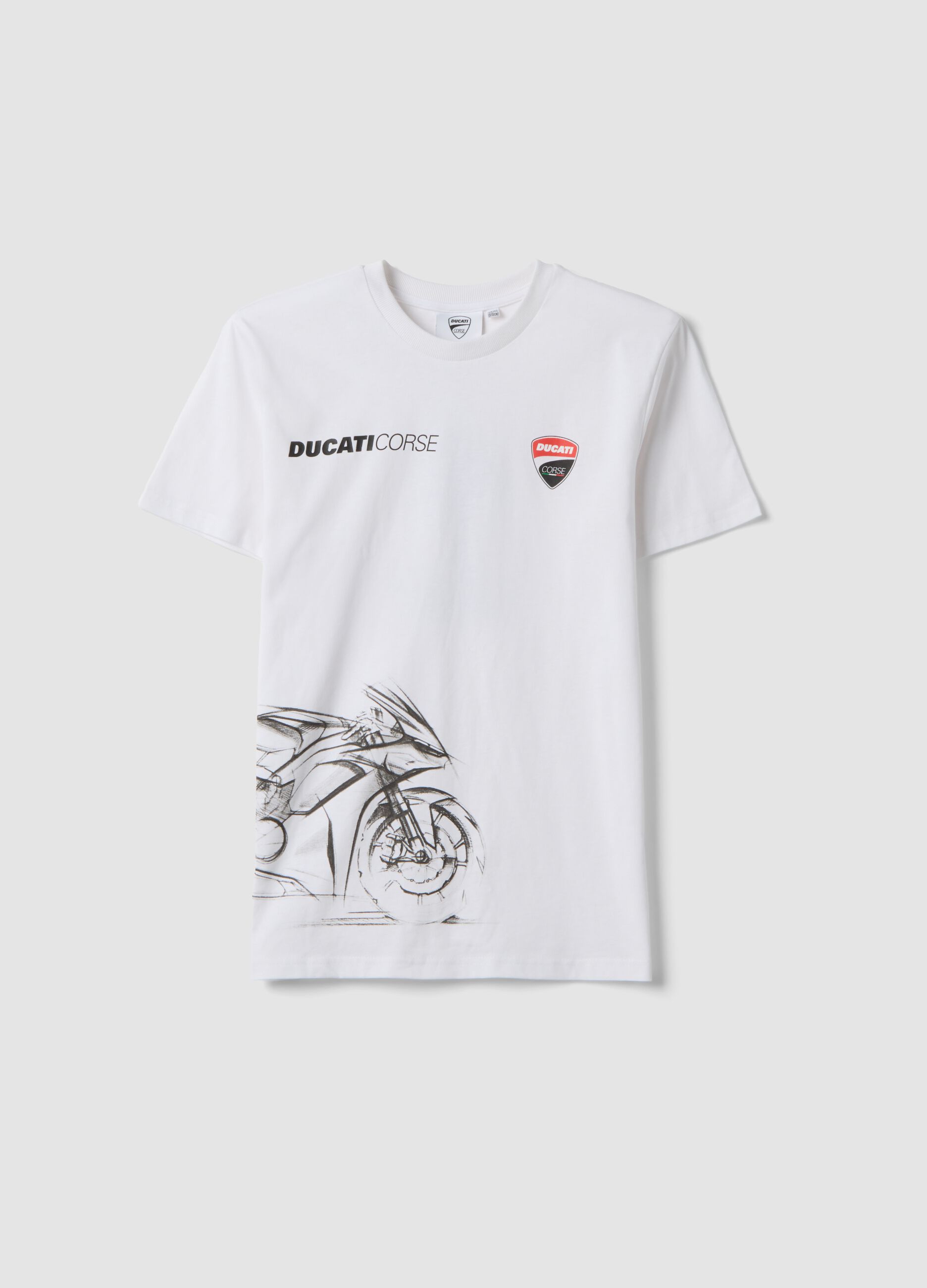 T-shirt bianca a maniche corte in misto cotone per ragazzo relaxed fit