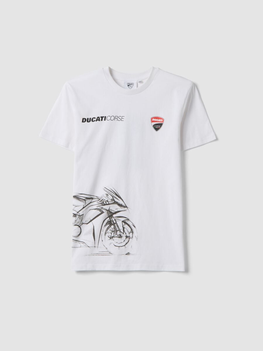 T-shirt bianca a maniche corte in misto cotone per ragazzo relaxed fit_0