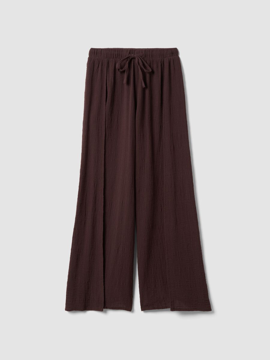 Brown pure cotton beach trousers_0