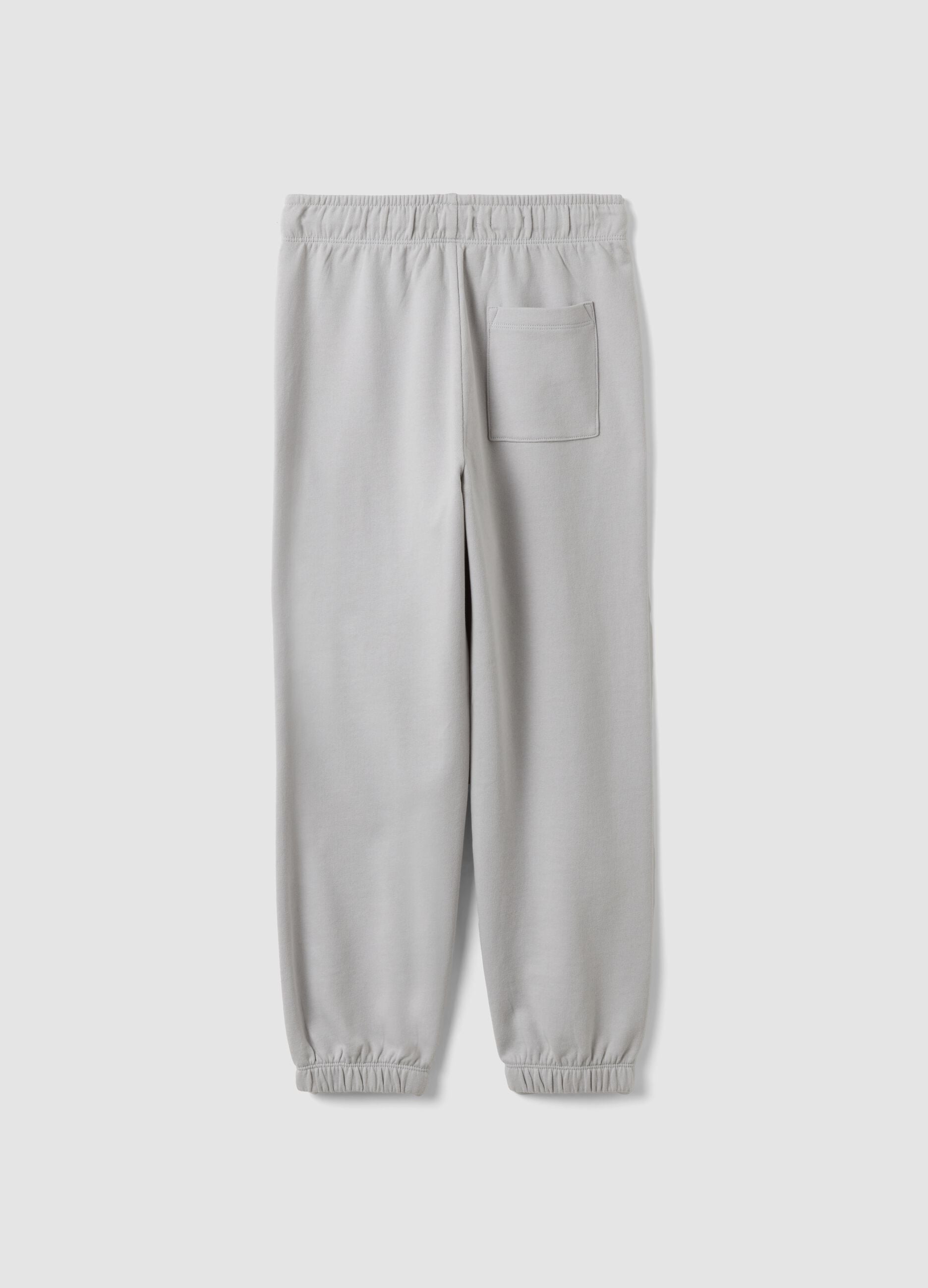 Grey pure organic cotton jogger trousers for boys, relaxed fit