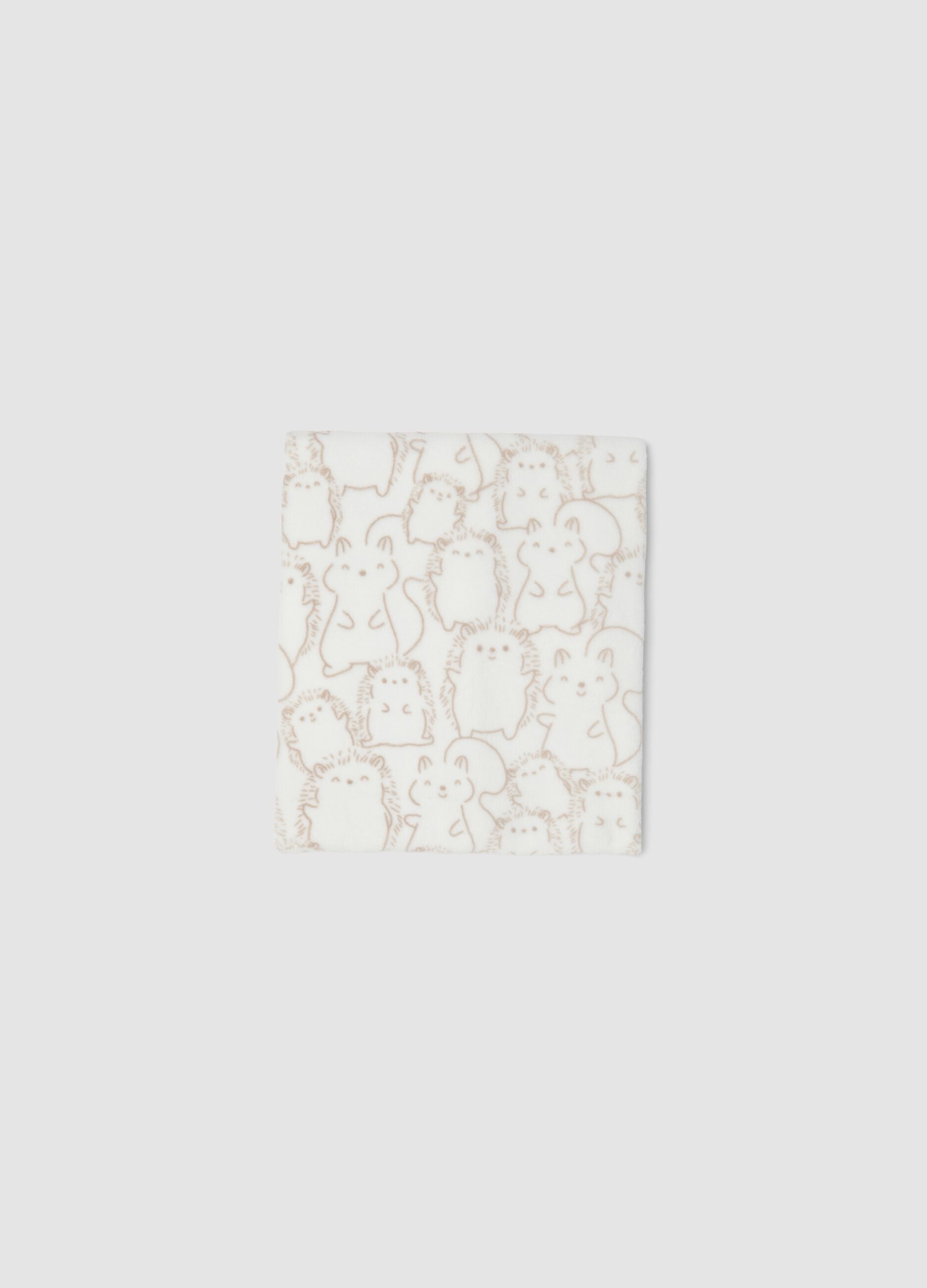 Copertina bianca con stampa animaletti per neonati