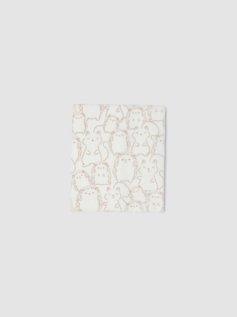 Copertina bianca con stampa animaletti per neonati_0