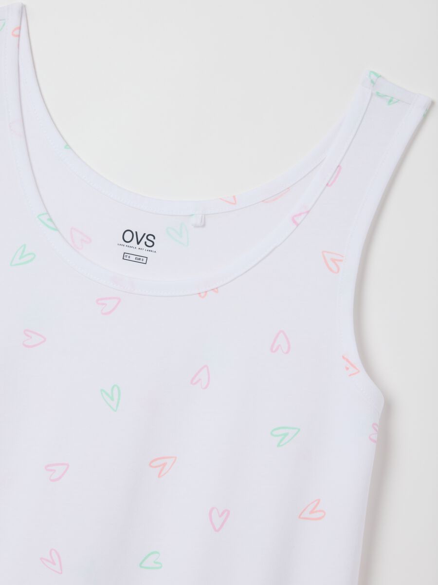 Camicia da notte in puro cotone bianco con fantasia cuori _5
