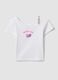 Girls&rsquo; white slim-fit striped stretch cotton T-shirt_0