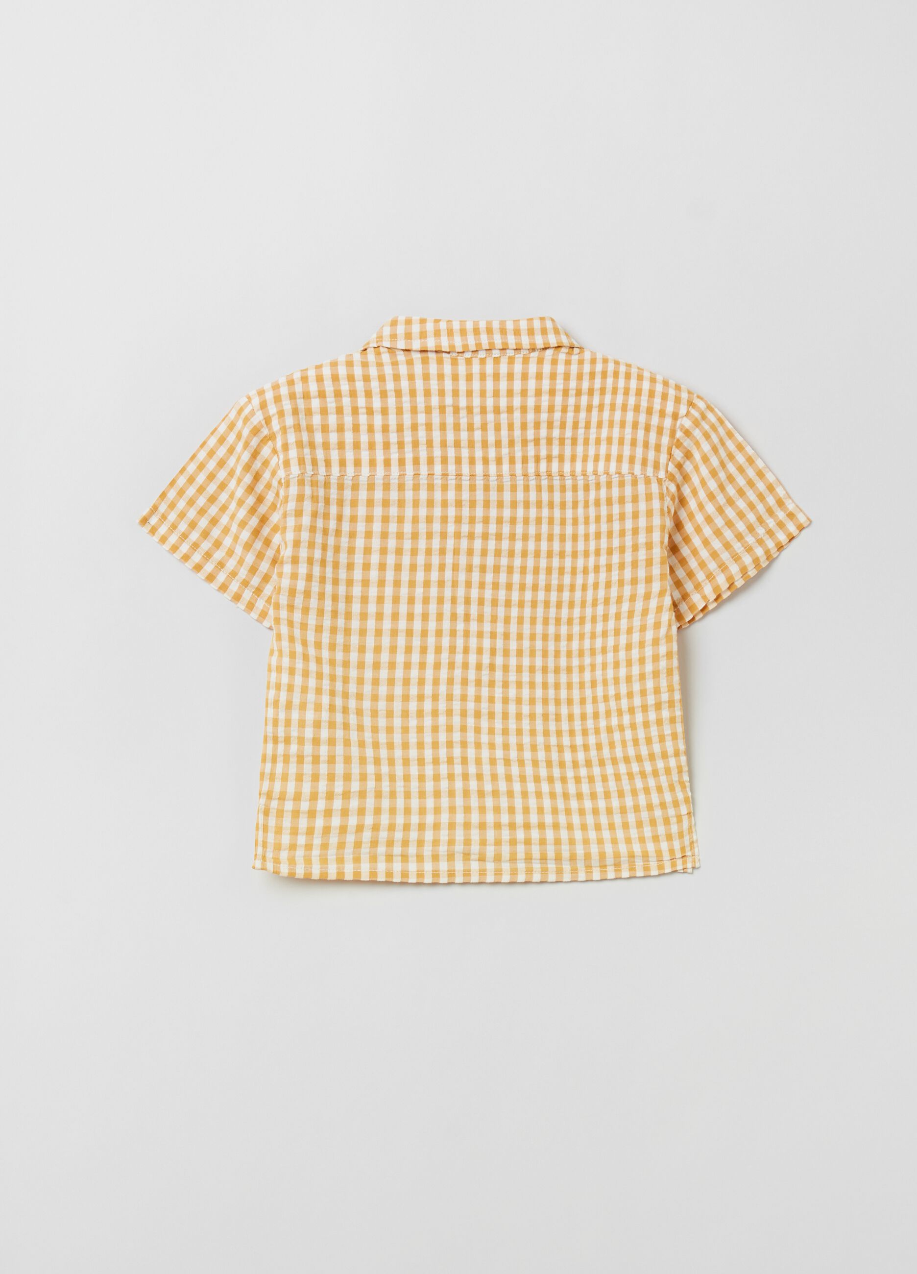 Camicia in seersucker con stampa vichy_1