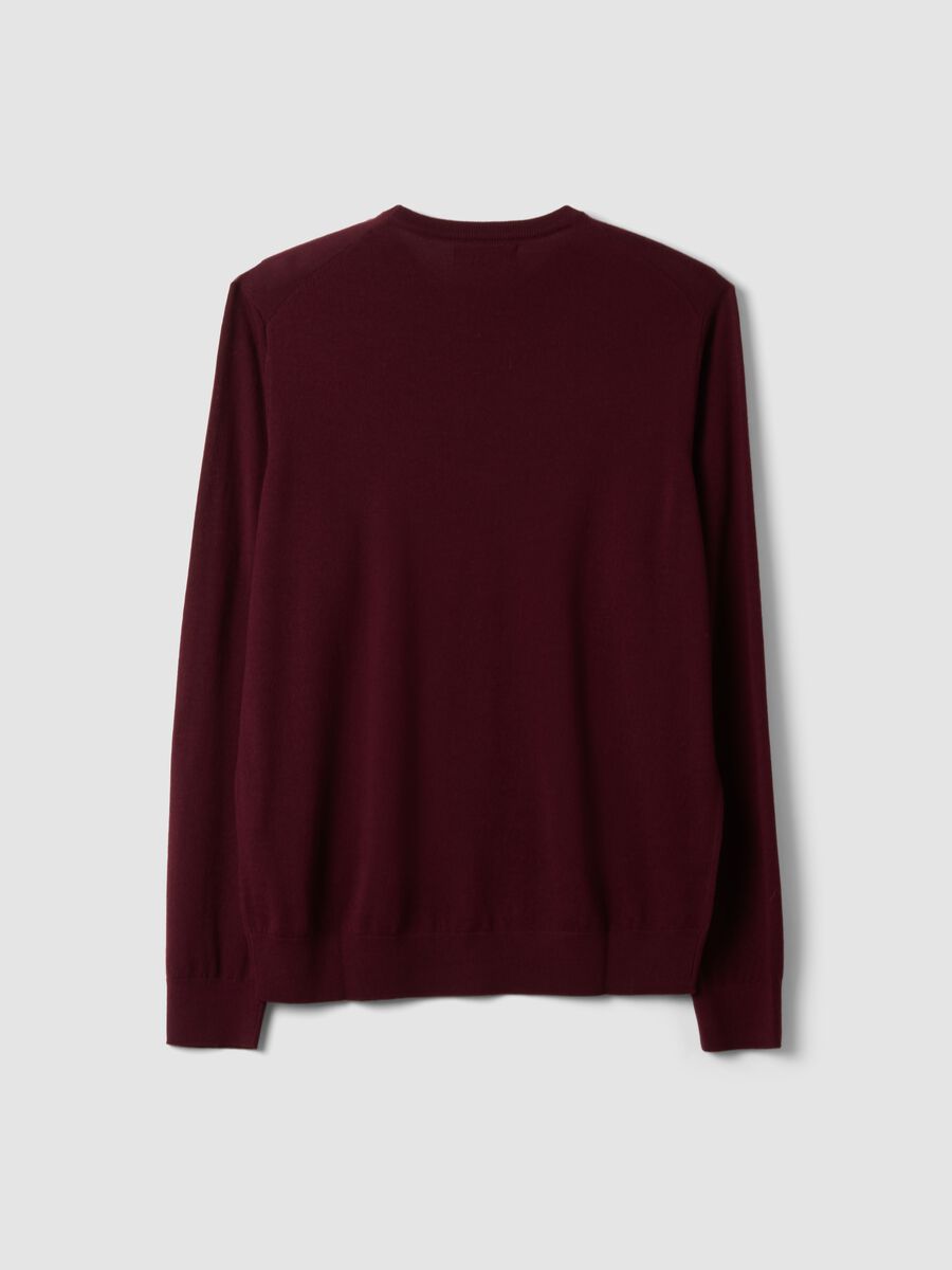Maglia rossa girocollo in pura lana merino regular fit_2