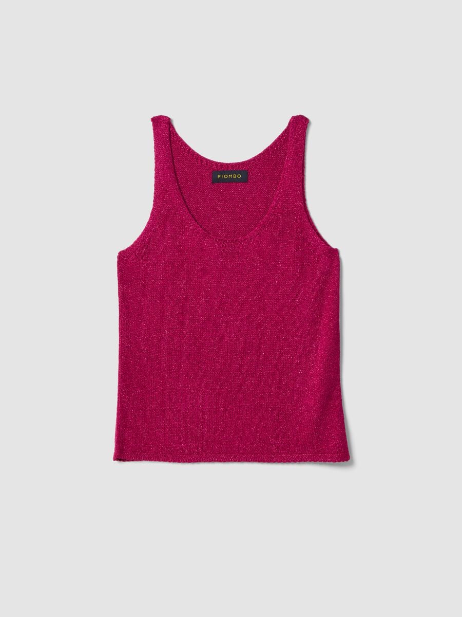 Pink viscose-blend regular-fit glitter tank top_4