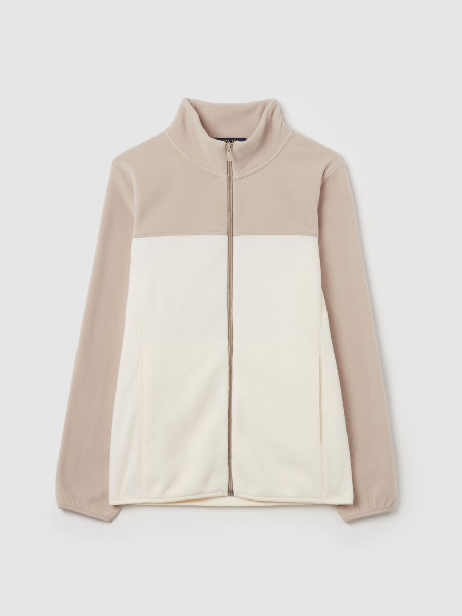 Full-zip sweatshirt in two-tone fleece with high neck_4