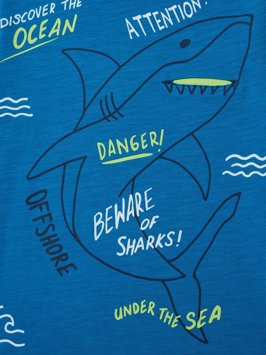 Cotton T-shirt with shark print_2