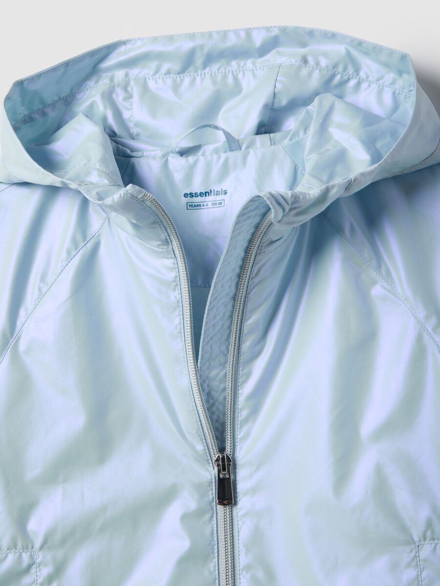 Girls' regular fit metallic blue jacket with zip and hood_2