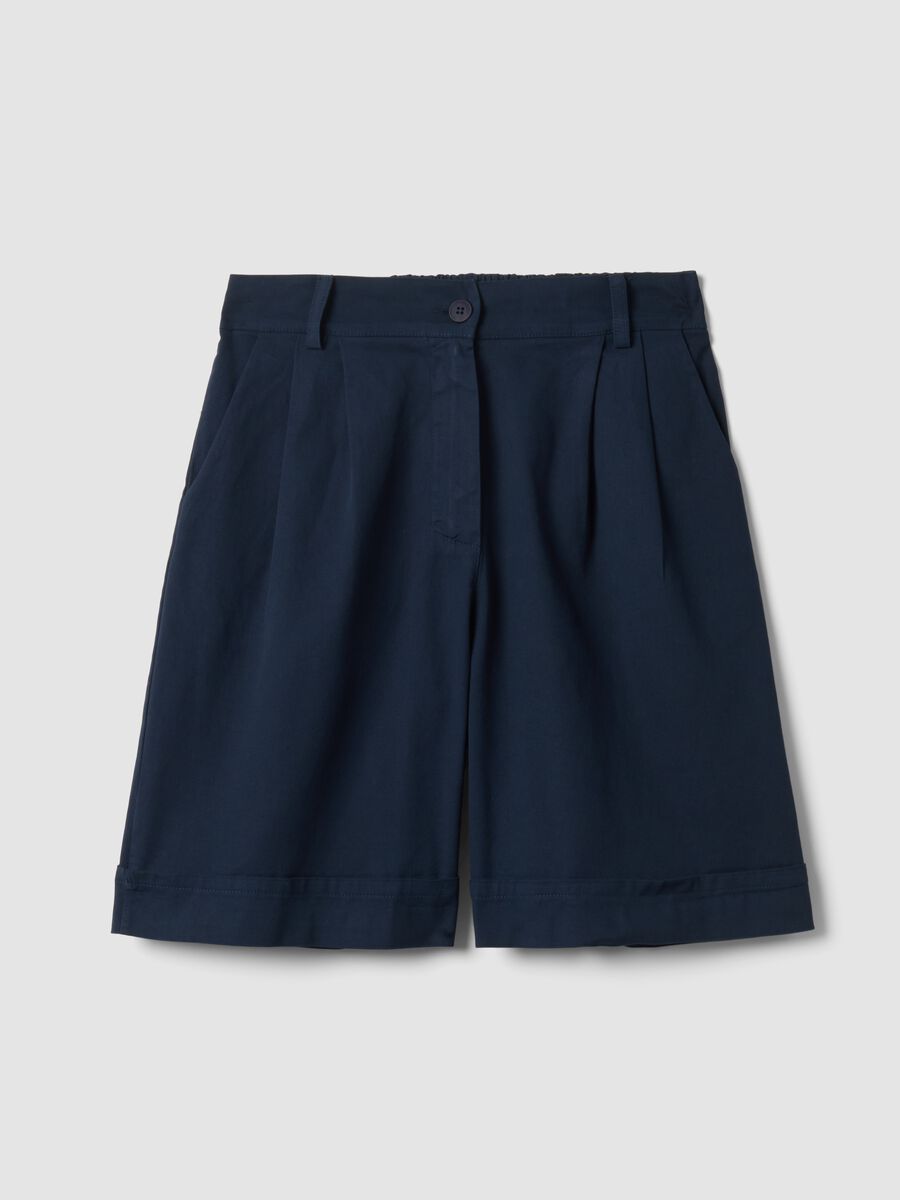Blue stretch cotton shorts_0