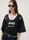 T-shirt nera a maniche corte con inserto traforato regular fit_0