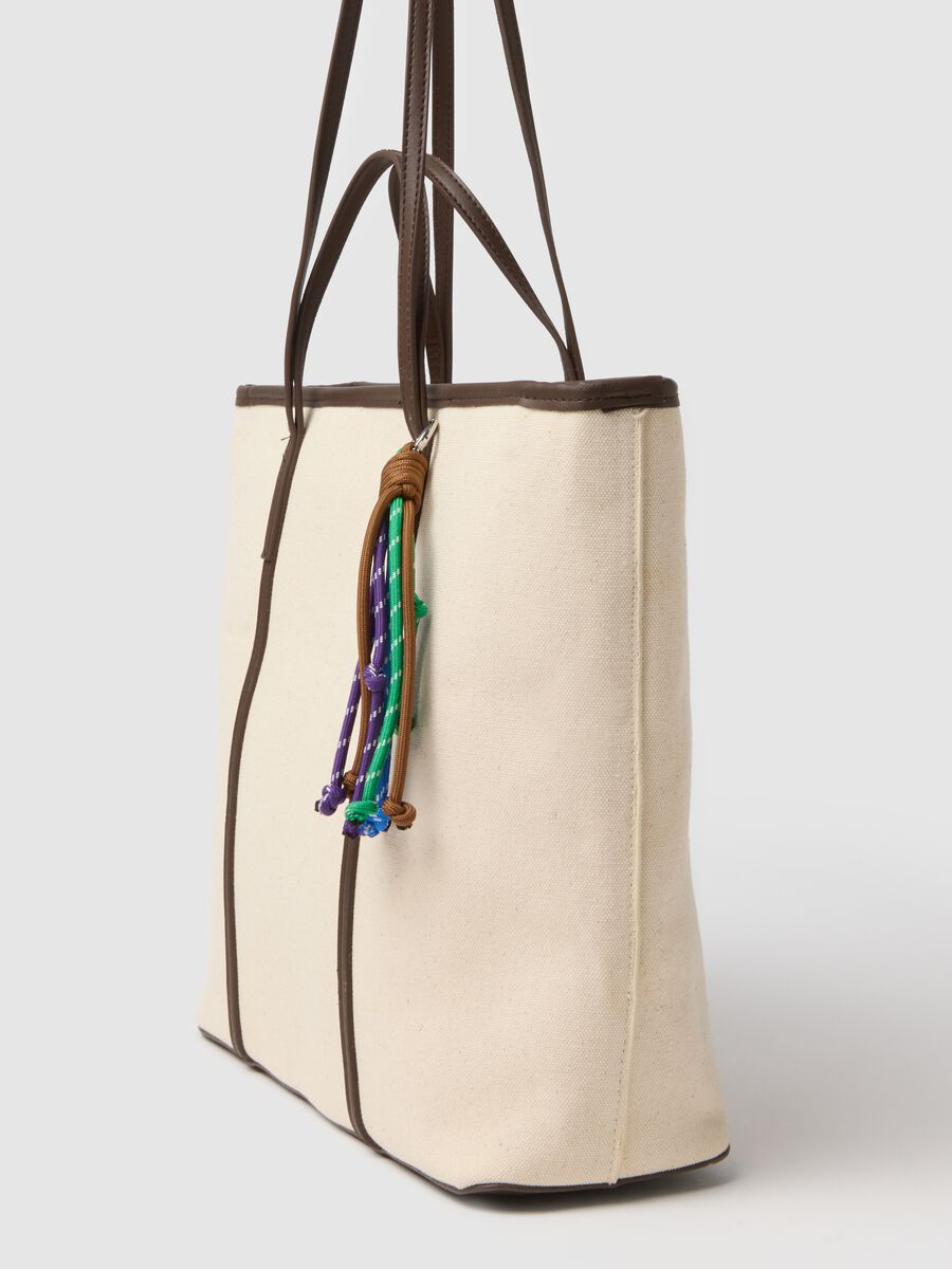 Beige pure cotton shoulder bag with sturdy handles_2