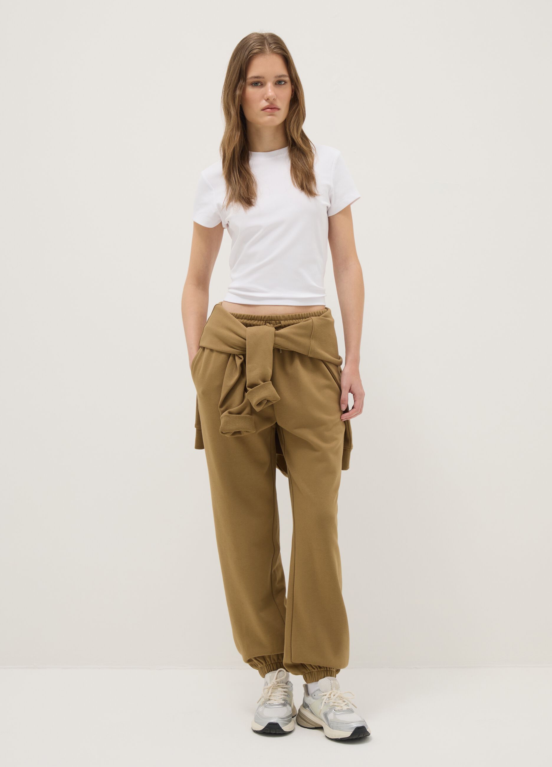 White slim fit stretch cotton T-shirt