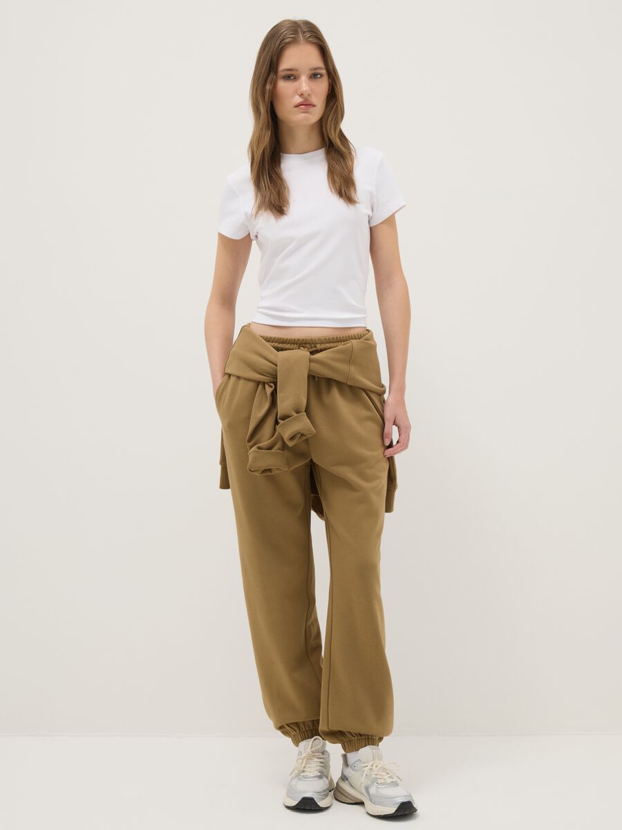 White slim fit stretch cotton T-shirt_1