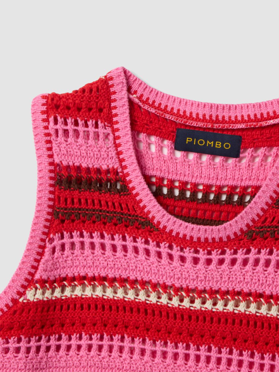 Gilet lavorato a maglia in puro cotone a righe multicolor regular fit_1