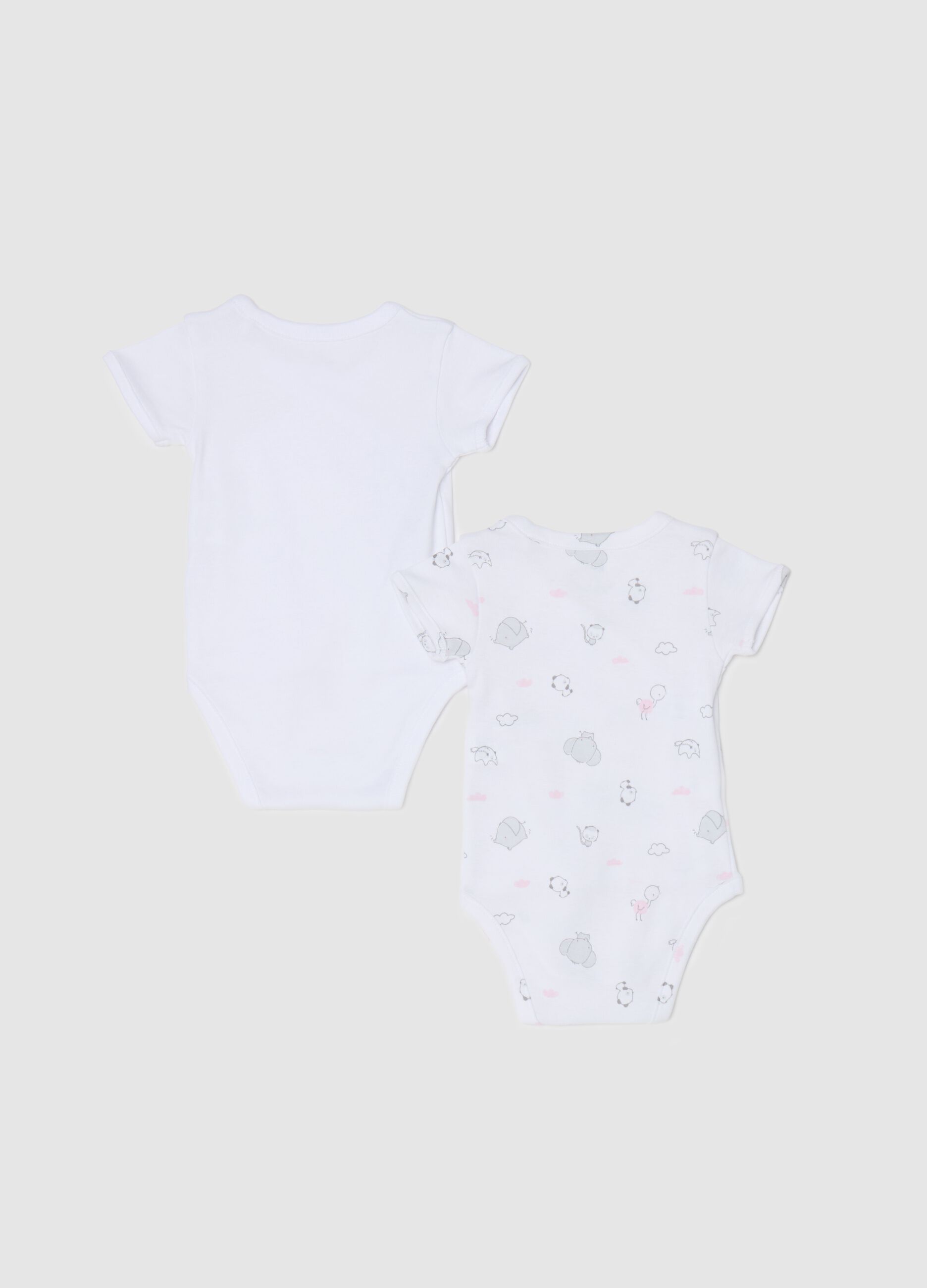Two-pack bodysuits in organic cotton with V neck and print