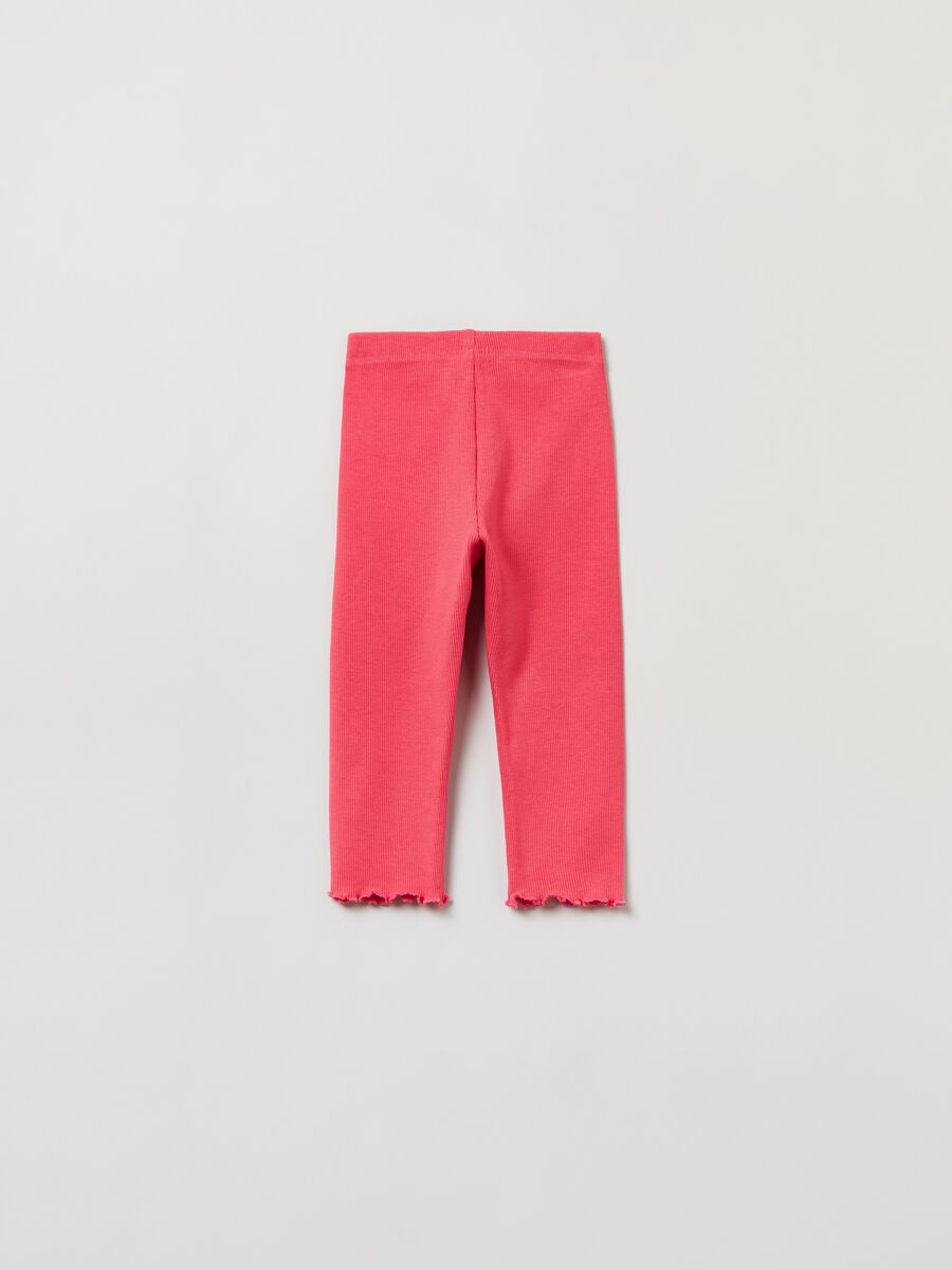 Leggings a costine con orlo ondulato_1