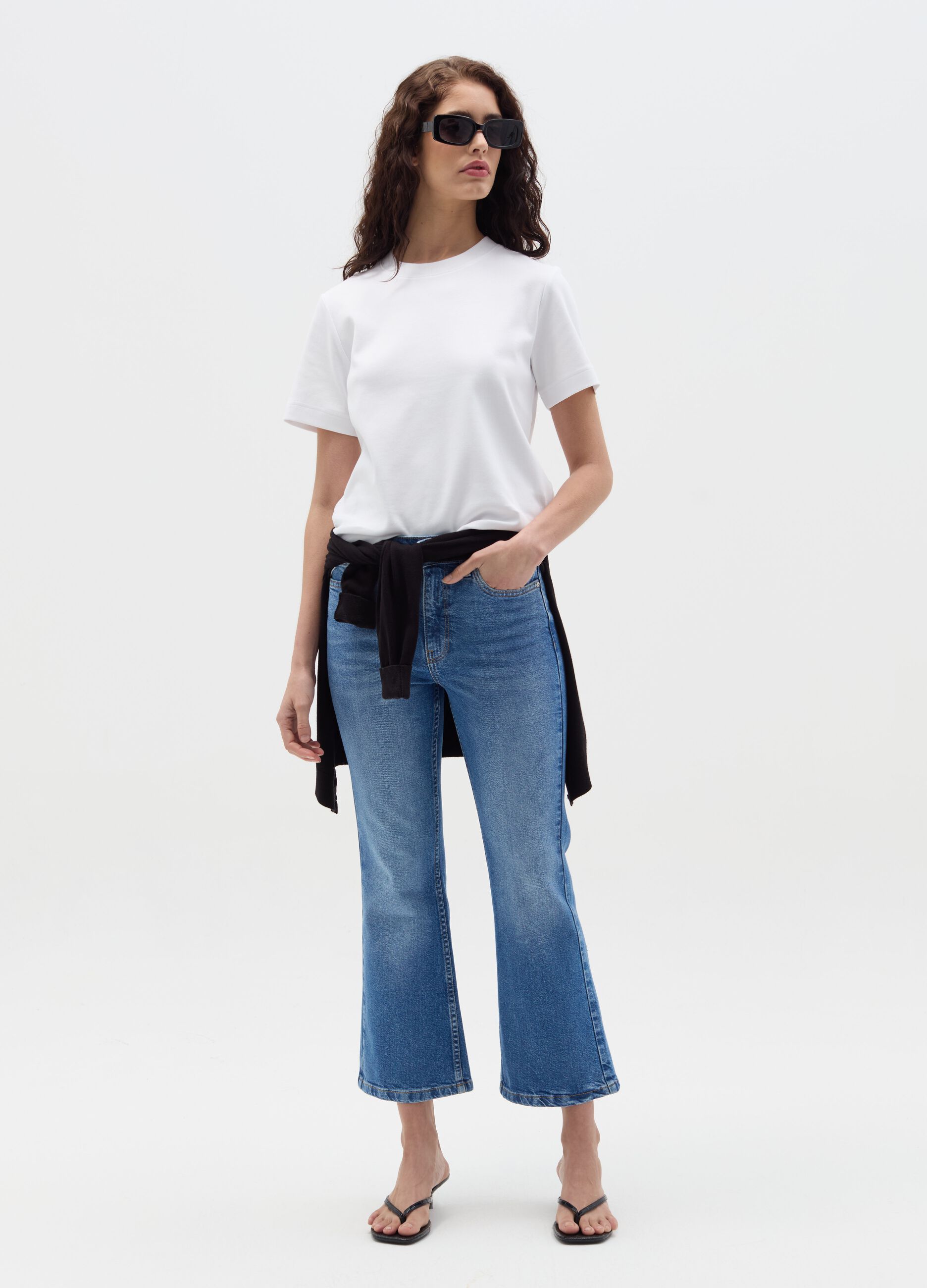 Cropped flare-fit jeans