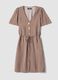 Brown striped viscose-blend shirt dress_0