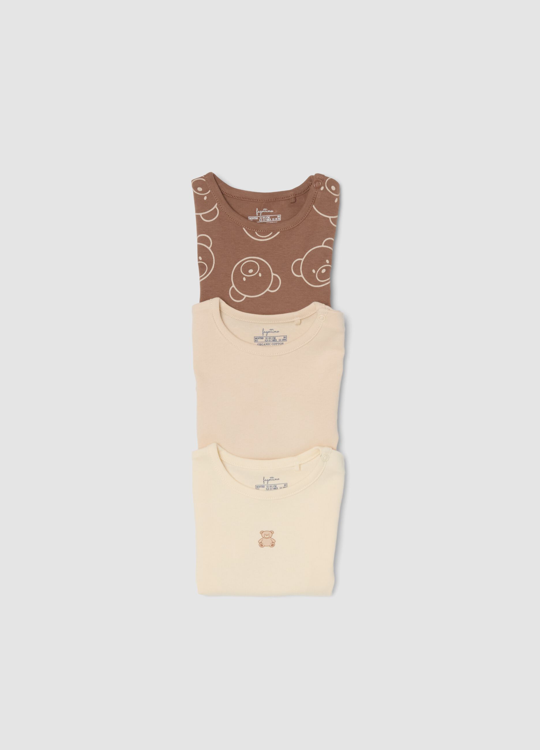 Three-pack of multicolour organic cotton short-sleeve bodysuits