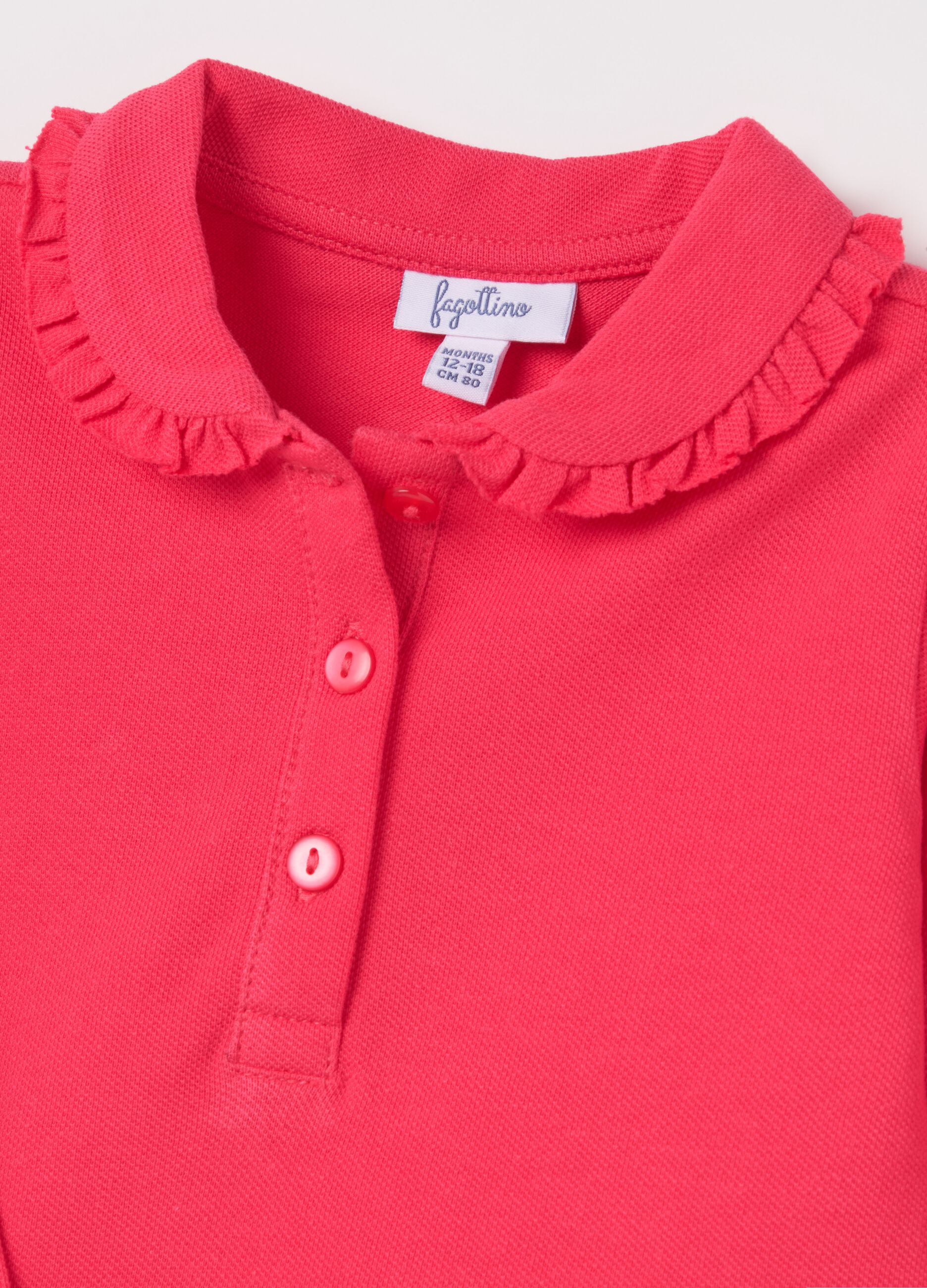 Polo in pique with ruffles