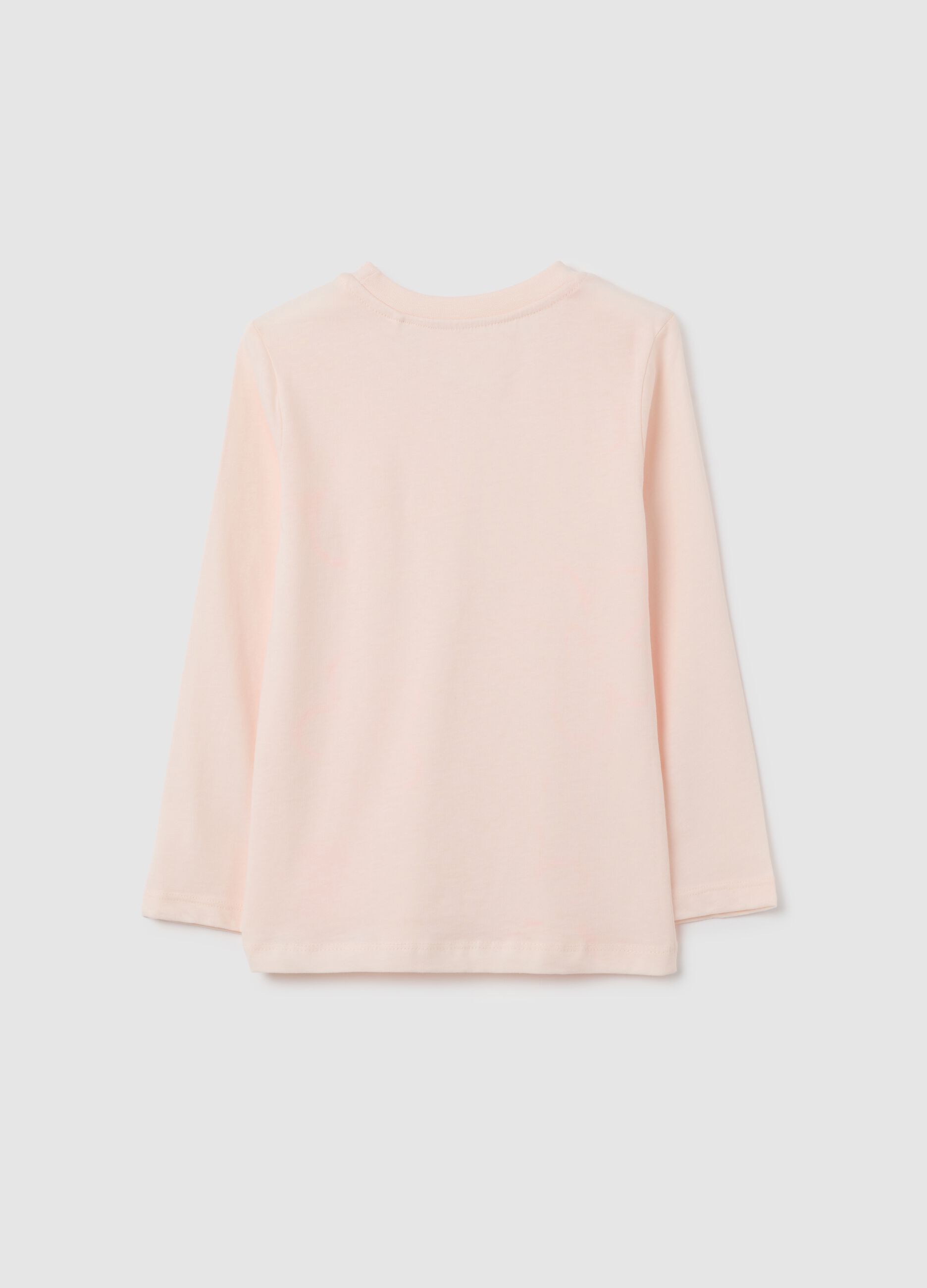 Girls' pink pure cotton regular fit t-shirt