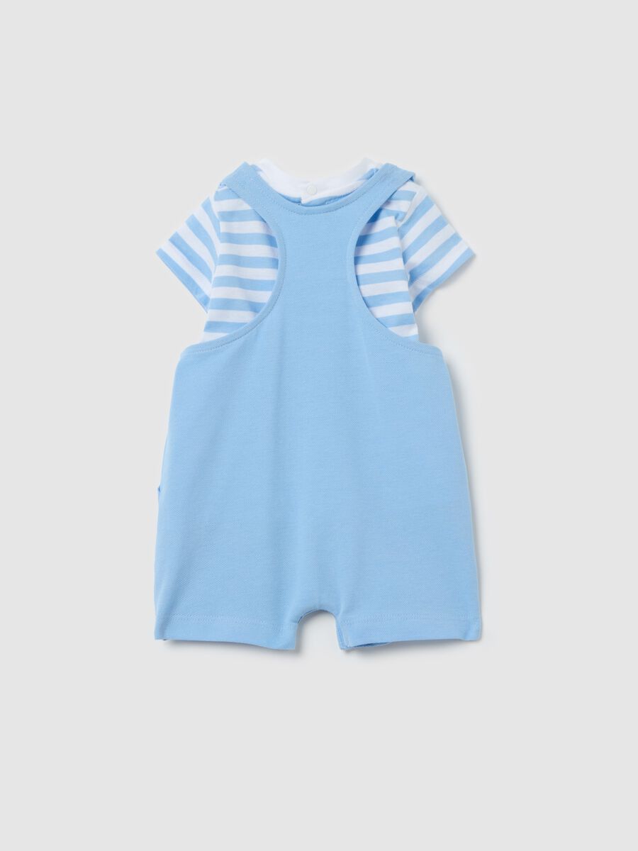 T-shirt with striped pattern and dungarees in cotton set_1