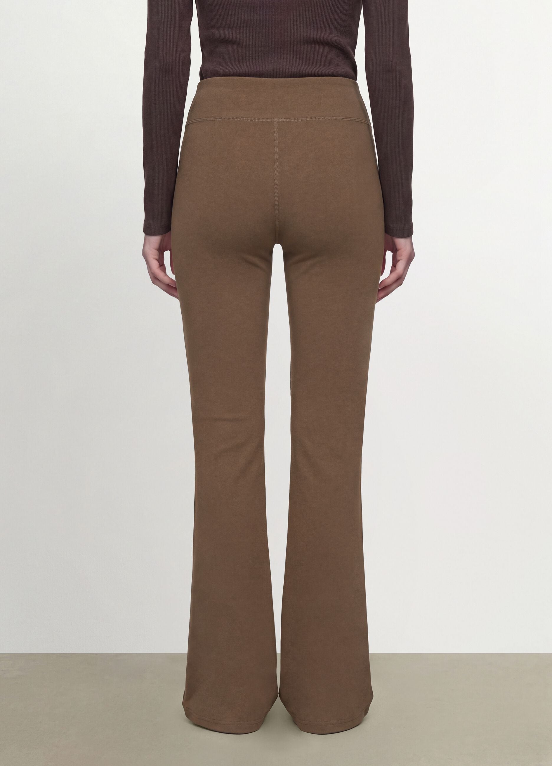 Brown flare-fit leggings in stretch viscose jersey