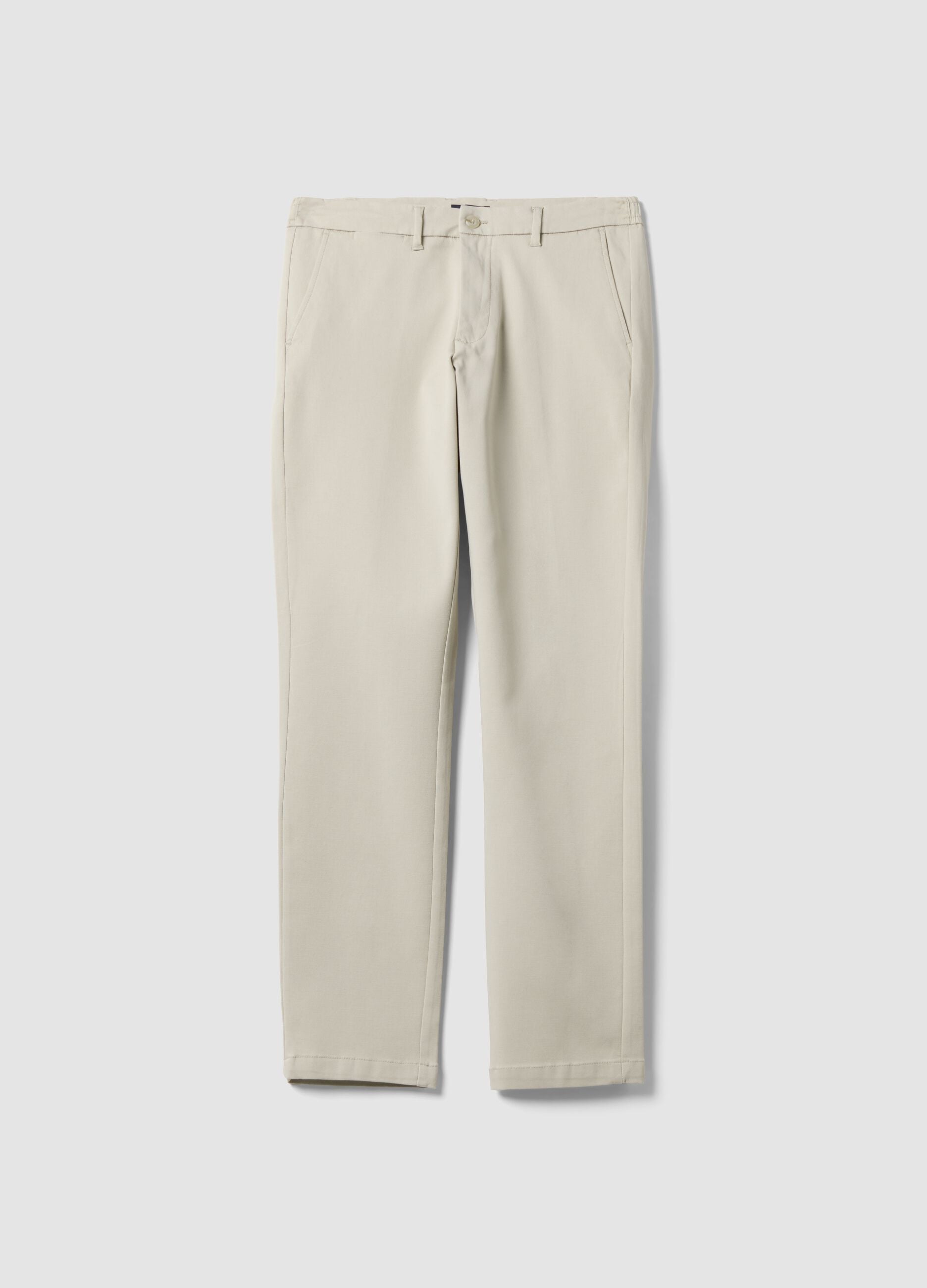 Grey slim-fit chino trousers in lyocell and stretch cotton