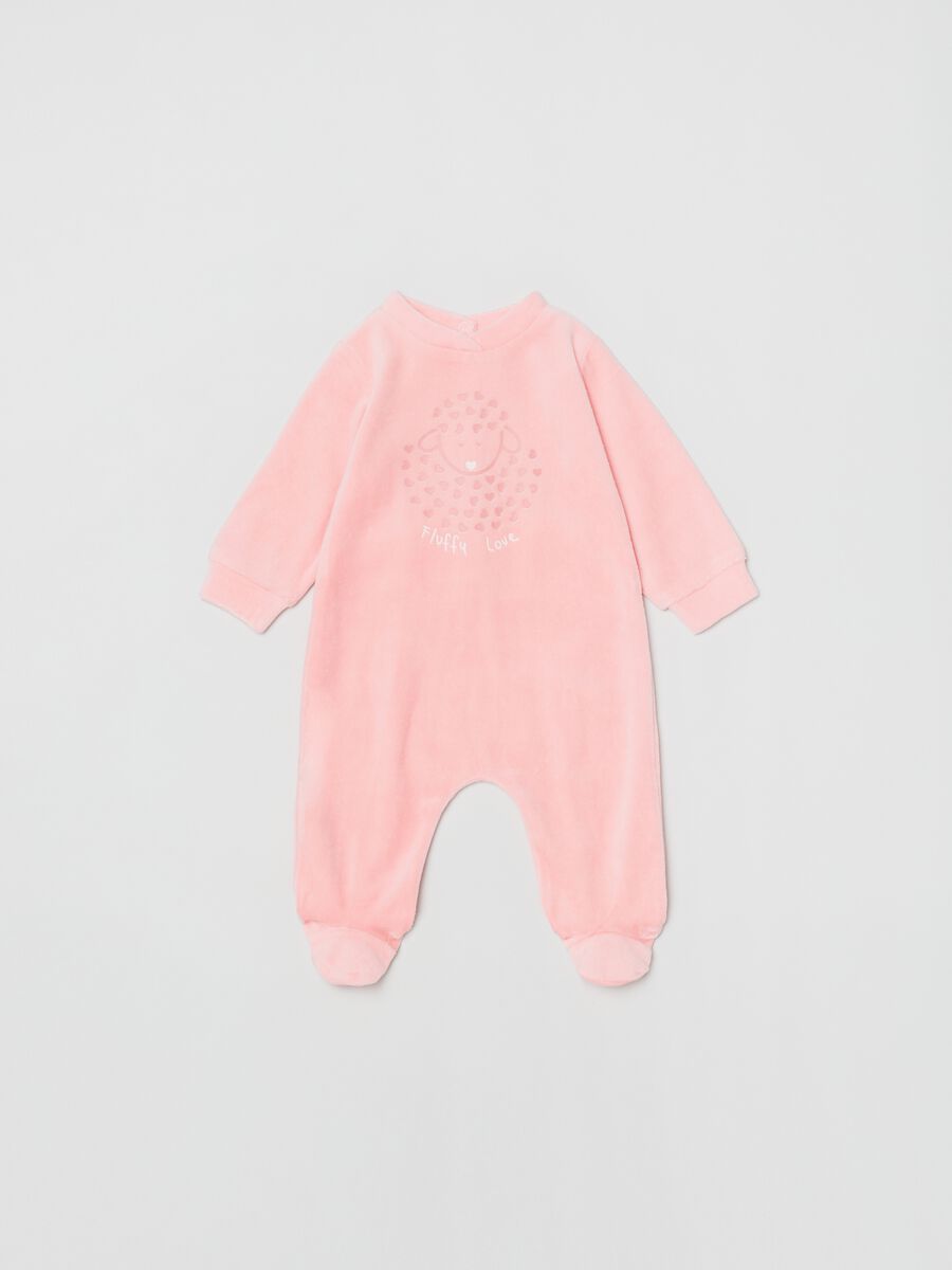 Tutina in velour con piedini e stampa_0