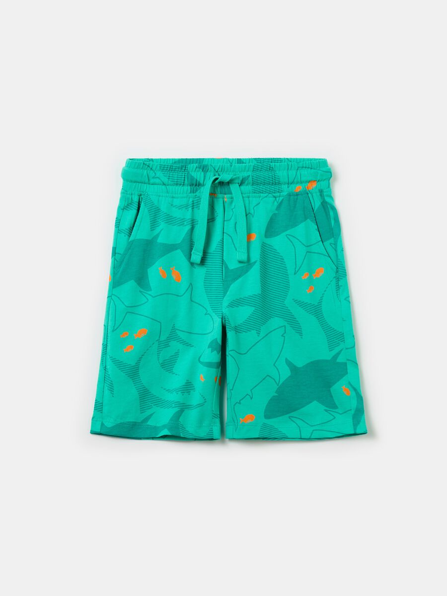 Bermuda joggers with sharks print_0