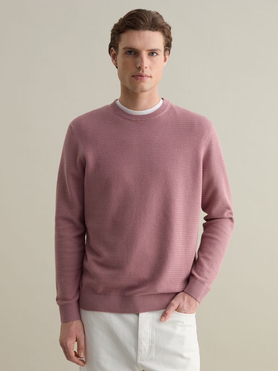 Cotton pullover with wavy trim_0