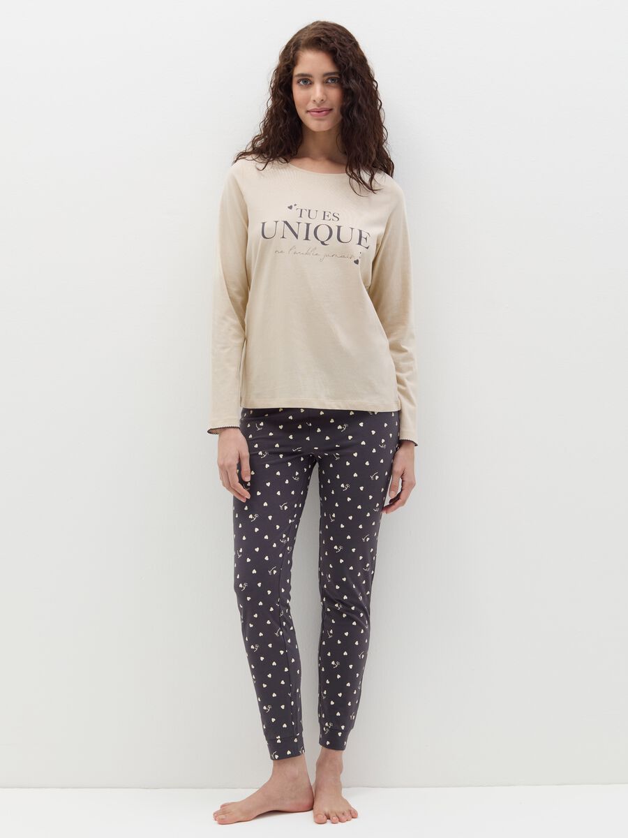 Pyjama top with "Tu Es Unique” print_0