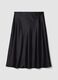 Black satin midi skirt in stretch fabric_0