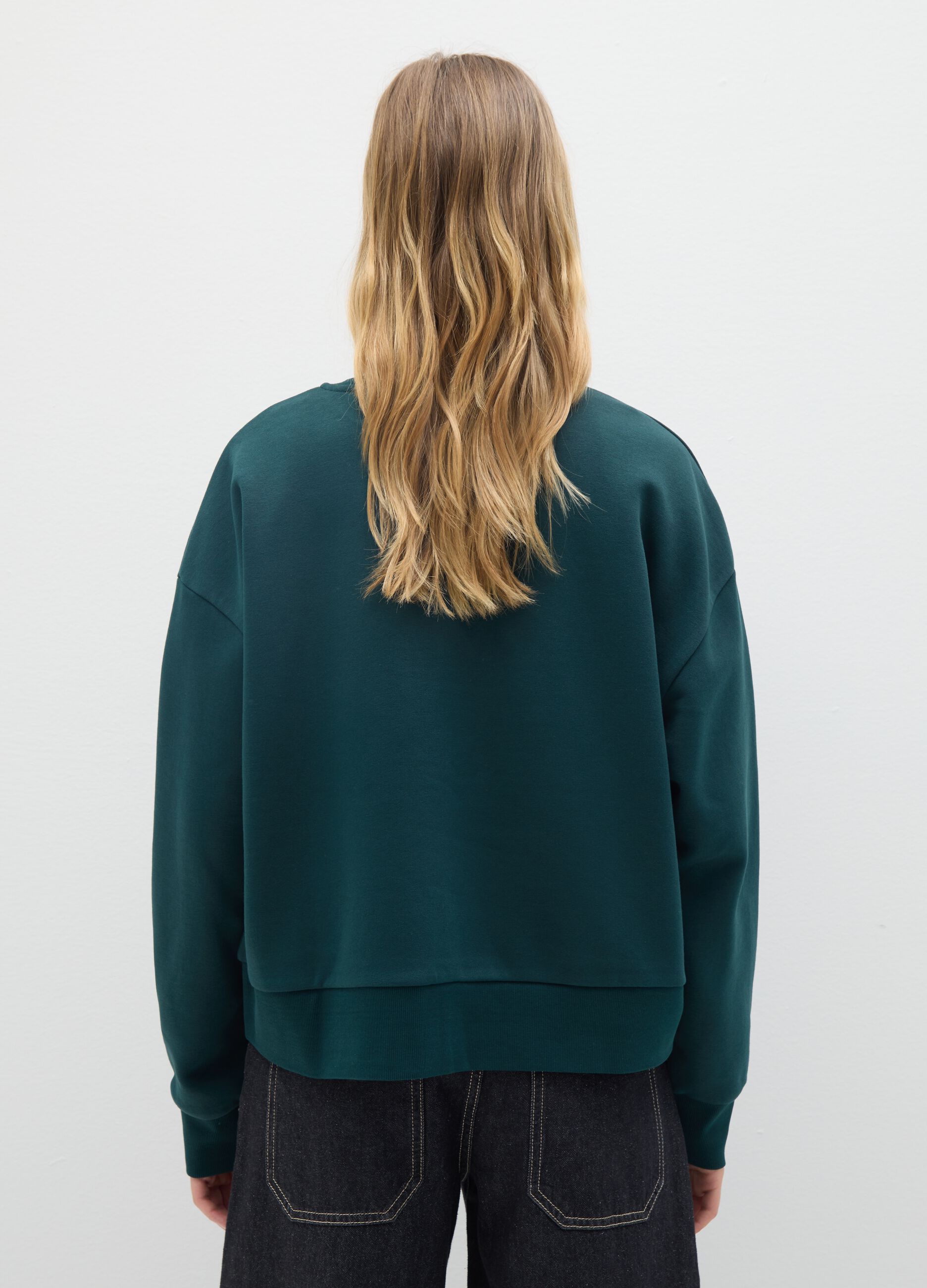 Felpa in misto cotone verde regular fit