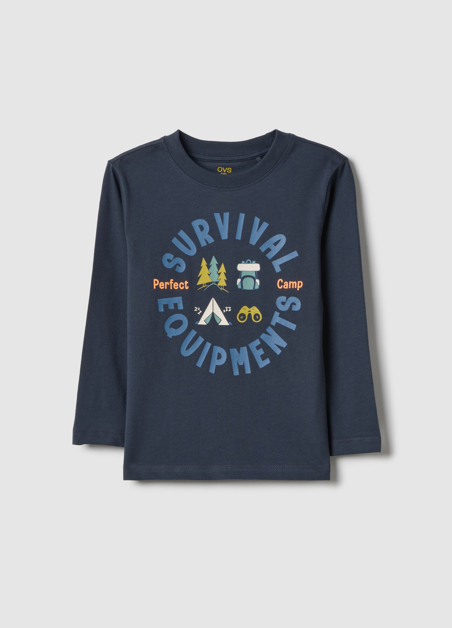 Children's blue pure cotton t-shirt regular fit with print