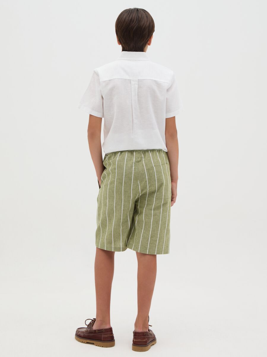 Boys' multicolour regular fit cotton and linen blend shorts with drawstring_3