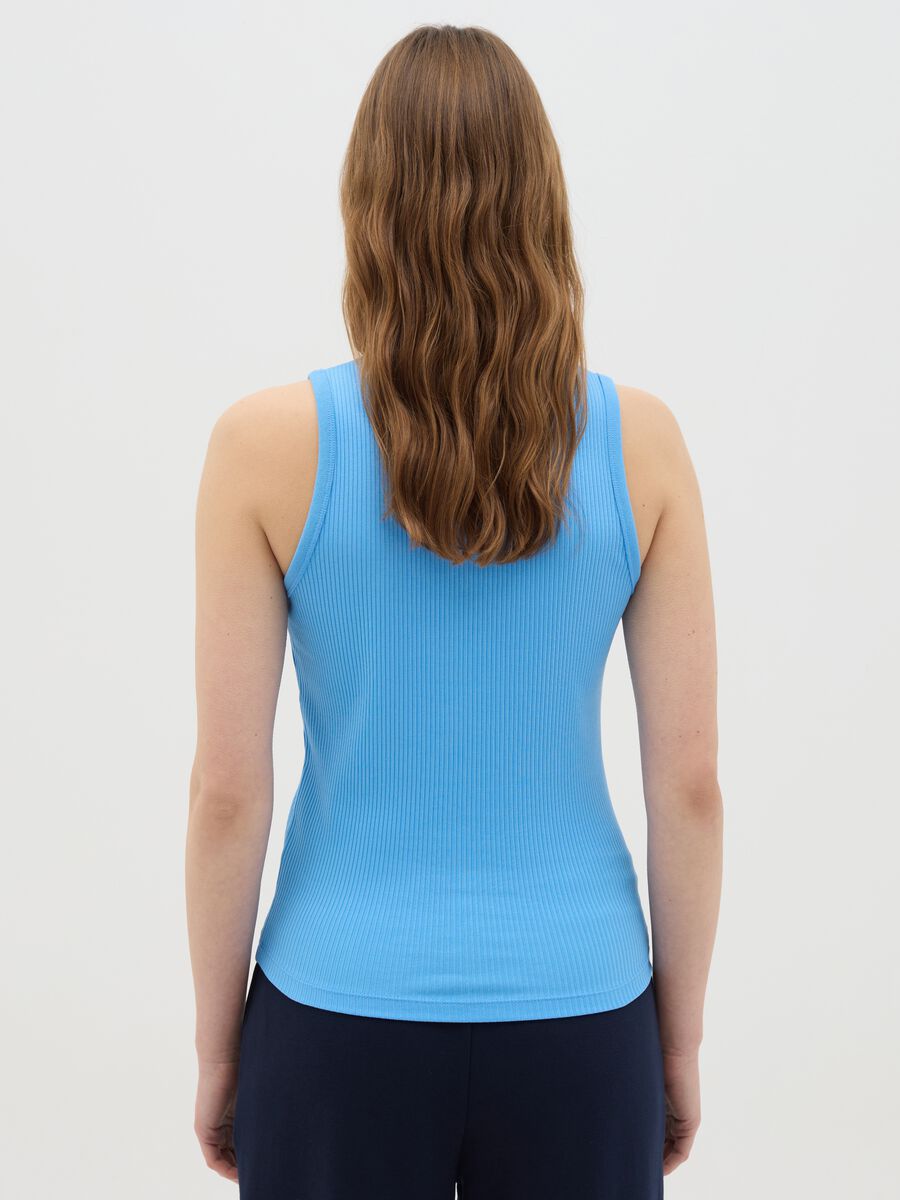 Light blue stretch cotton tank top by Ovs_3