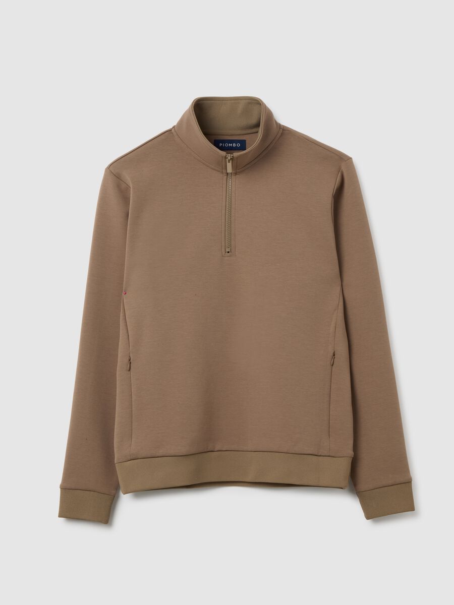 Felpa marrone con half zip_0