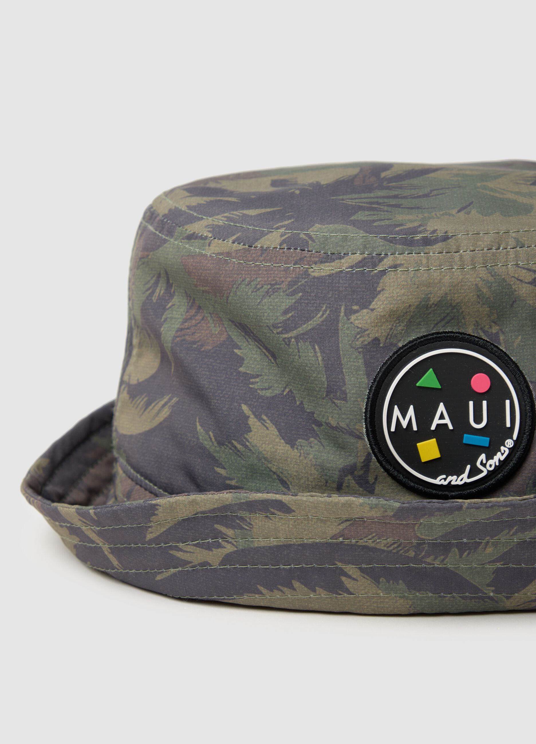 Men's multicolour bucket hat with embroidered logo