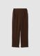 Dark brown ribbed stretch-fabric regular-fit trousers_0