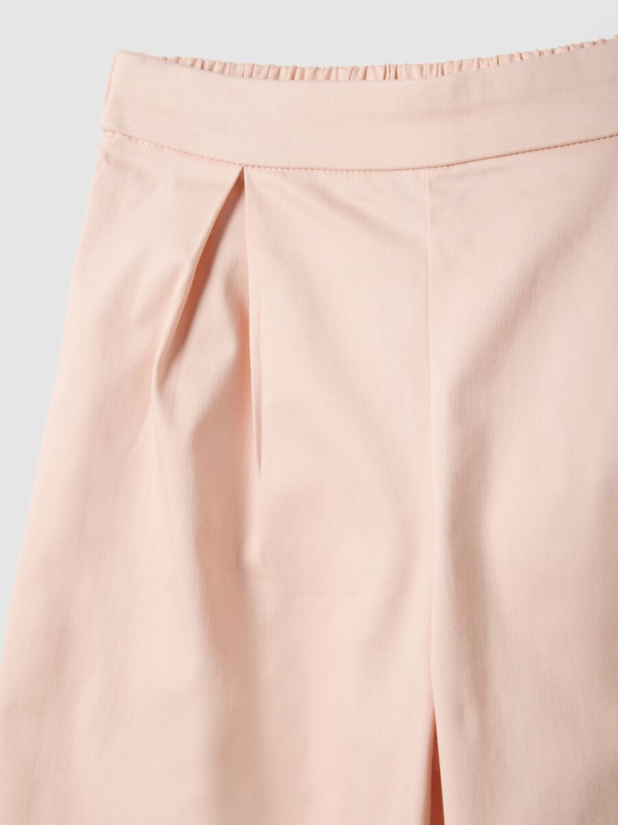 Girls' pink stretch cotton culotte trousers regular fit_2