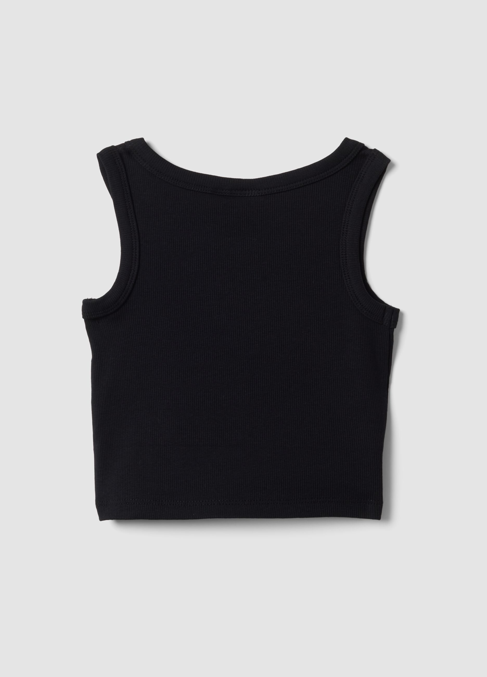 Black stretch cotton tank top