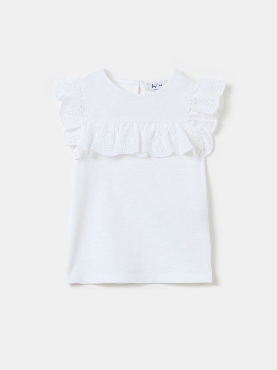 T-shirt with broderie anglaise frills_0